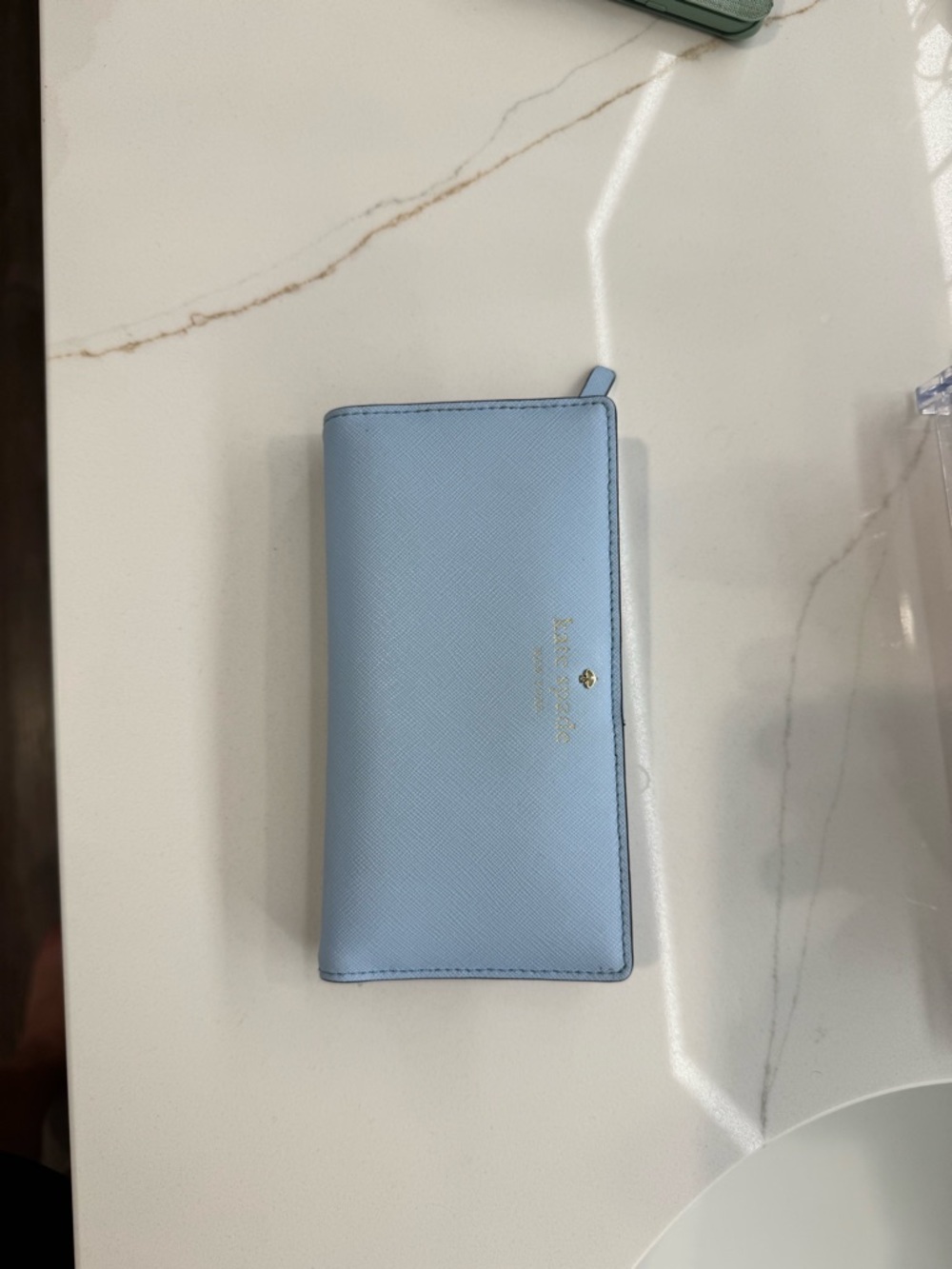 kate spade pastel blue saffiano leather continental wallet